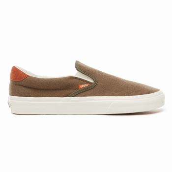 Damske Tenisky Vans Suede Flannel Slip-On 59 Olivovo Zelená VA98PTKNW